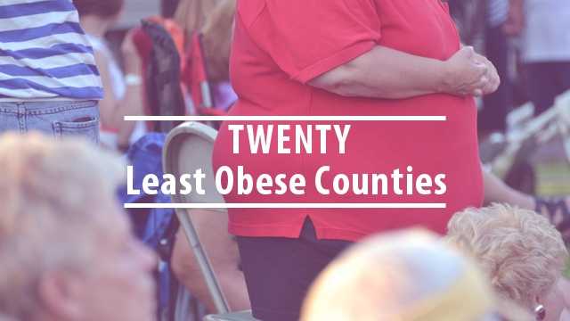 Now, take a look at the twenty least obese counties in Kentucky.