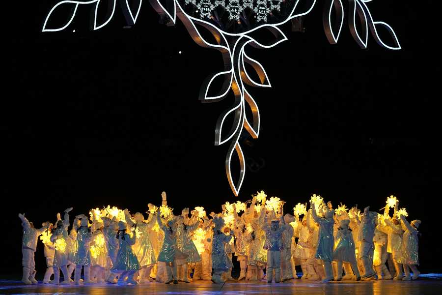 Dancers perform during the closing ceremony of the 2022 Winter Olympics, Sunday, Feb. 20, 2022, in Beijing.