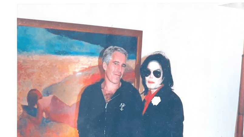 This undated photo released by the U.S. Department of Justice shows Jeffrey Epstein and Michael Jackson. (U.S. Department of Justice via AP)