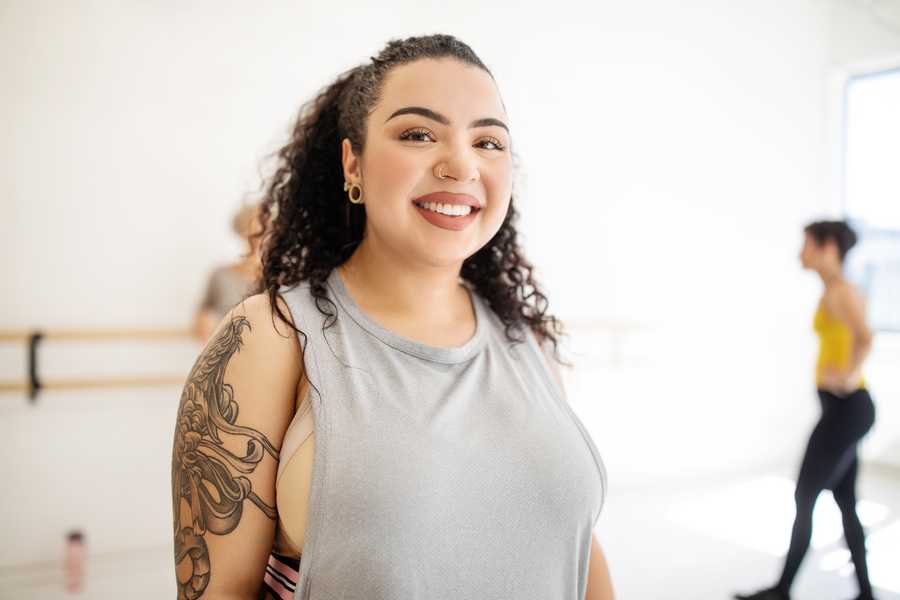 Beautiful woman at fitness studio