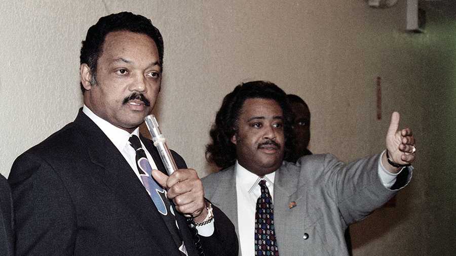 Rev. Jesse Jackson and Rev. Al Sharpton met with Church leaders at True-Ways Baptist Church to discuss Anti-Affirmative Action, January 10, 1995 in Los Angeles, California.(Photo by Bob Riha, Jr./Getty Images)