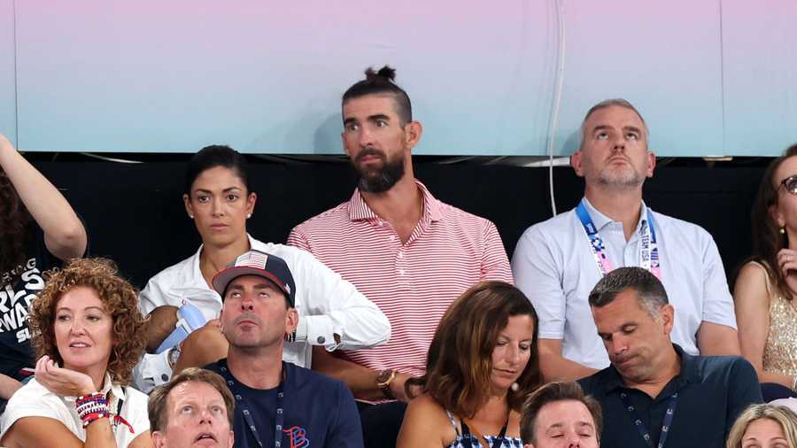 PARIS, FRANCE - JULY 30: Michael Phelps is seen during the Artistic Gymnastics Women&apos;s Team Final on day four of the Olympic Games Paris 2024 at Bercy Arena on July 30, 2024 in Paris, France. (Photo by Jamie Squire/Getty Images)