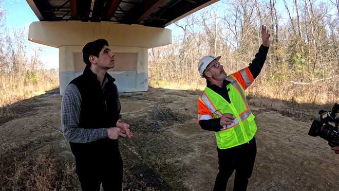 ﻿A bridge engineer with Virginia's Department of Transportation shows the National Investigative Unit the important parts of a bridge and how bridges can deteriorate over time.