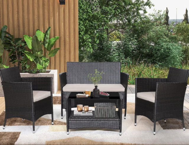 Costway 4-piece Patio Rattan Furniture Set