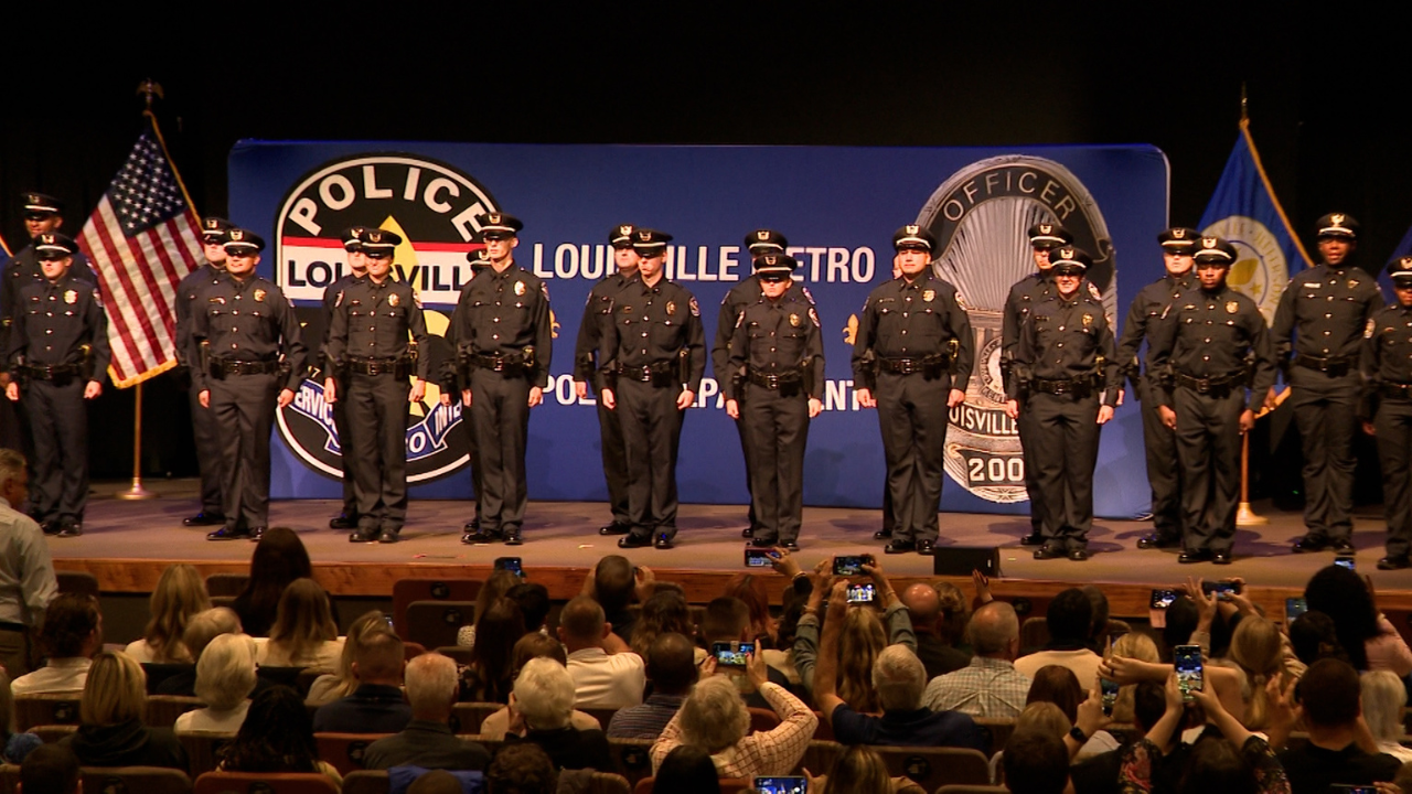 Louisville swears in 24 new LMPD officers as recruitment efforts gain traction