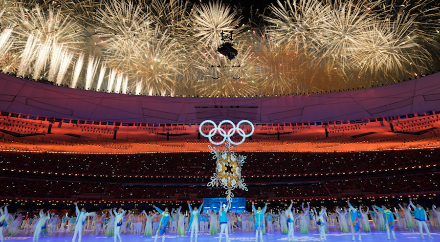 Fireworks explode over the stadium during the closing ceremony of the 2022 Winter Olympics, Sunday, Feb. 20, 2022, in Beijing.
