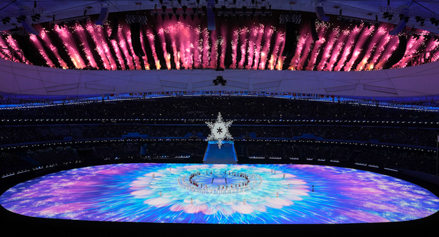 Fireworks burst above the National Stadium during the opening ceremony at the 2022 Winter Paralympics, Friday, March 4, 2022, in Beijing.